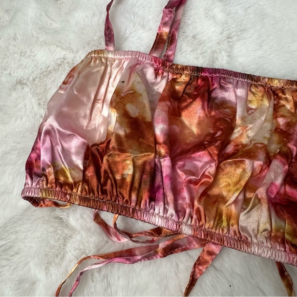 Pretty Little Things Shape Pink Tie Dye Satin Top - Picture 6 of 11